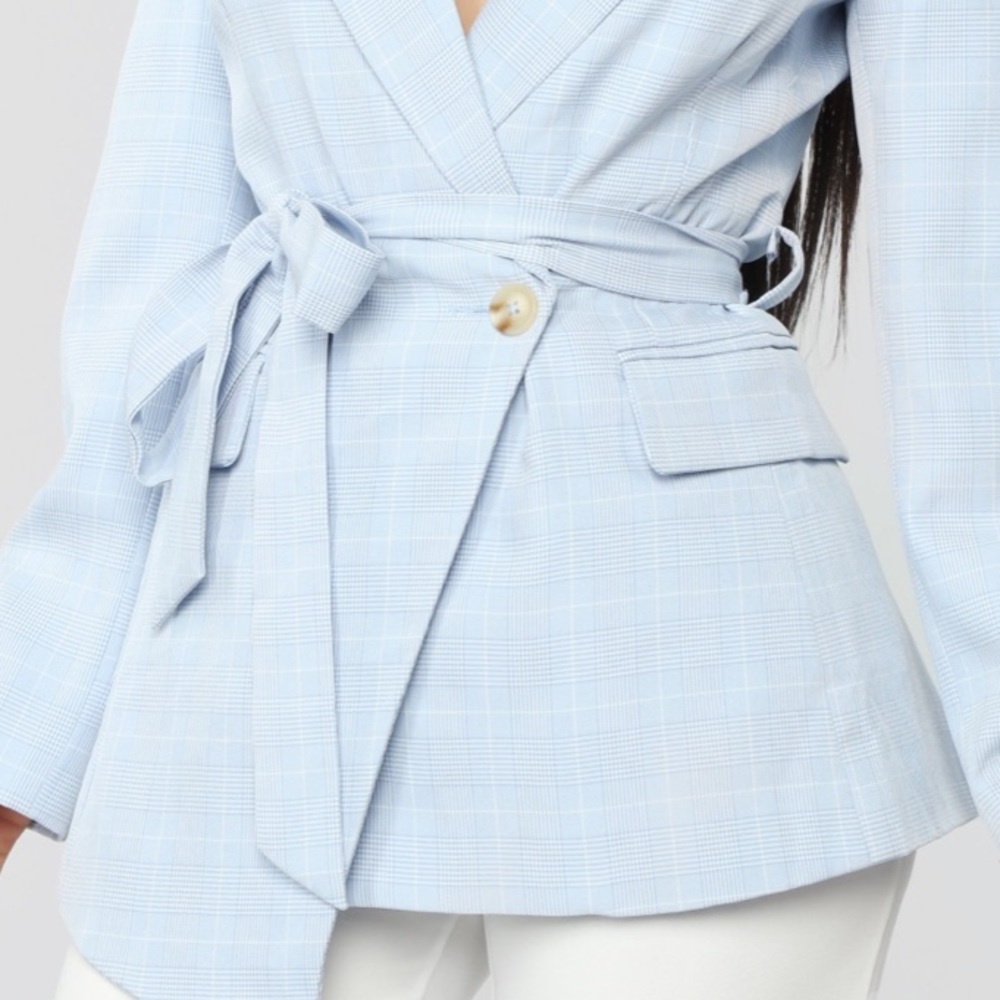 Asymmetrical Plaid Blazer